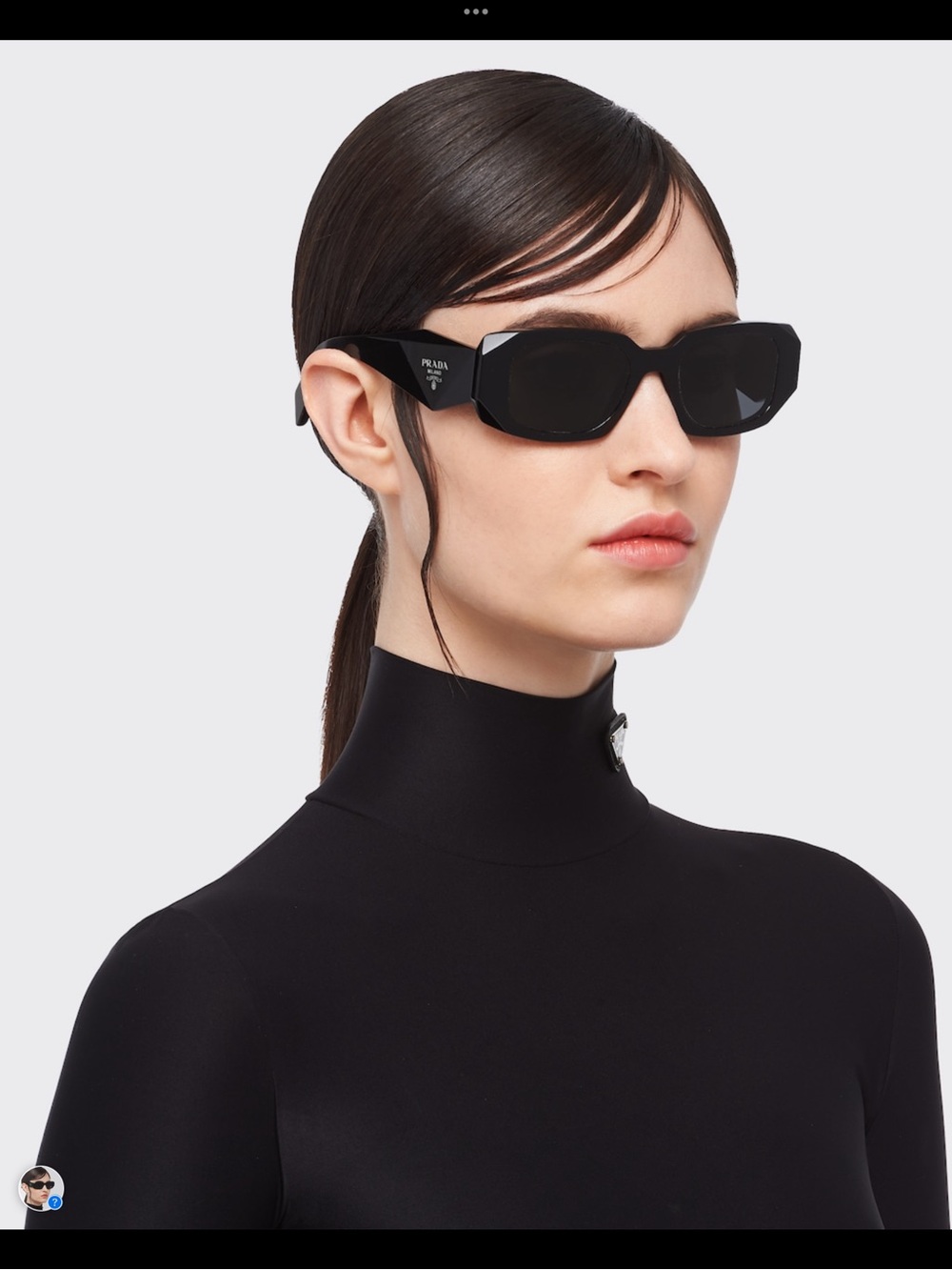 Prada Black Geometric Frame Sunglasses